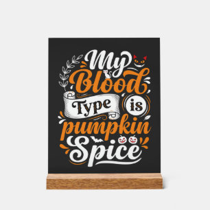 Halloween-Kürbis-Gewürz-Blutgruppe Retro-Typograph Acrylschild
