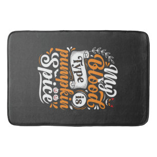 Halloween-Kürbis-Gewürz-Blutgruppe Retro-Typograph Badematte