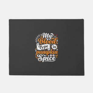 Halloween-Kürbis-Gewürz-Blutgruppe Retro-Typograph Fußmatte
