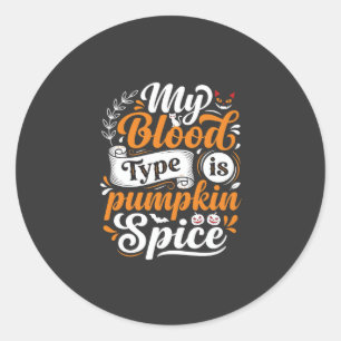 Halloween-Kürbis-Gewürz-Blutgruppe Retro-Typograph Runder Aufkleber