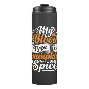 Halloween-Kürbis-Gewürz-Blutgruppe Retro-Typograph Thermosbecher