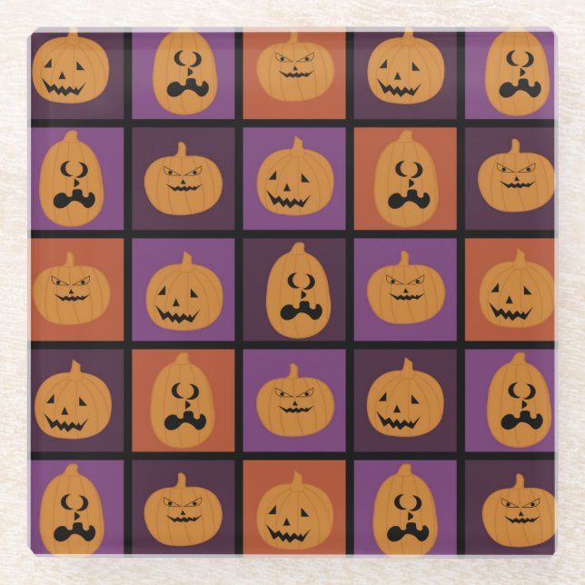 Halloween-Kürbis Glasuntersetzer (Vorderseite)
