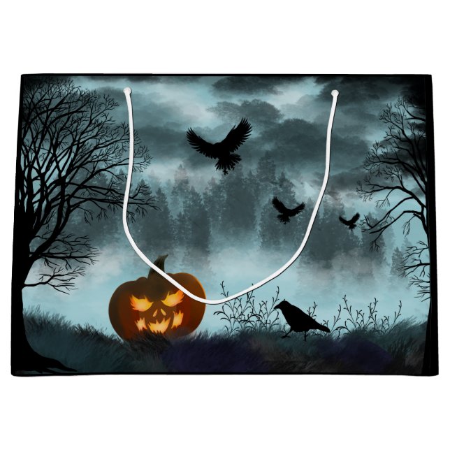 Halloween-Kürbis Große Geschenktüte (Vorderseite)