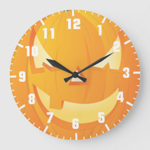 Halloween-Kürbis Große Wanduhr