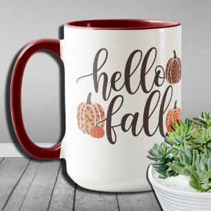 Halloween-Kürbis Hallo Herbst Leopard Grafik Tasse