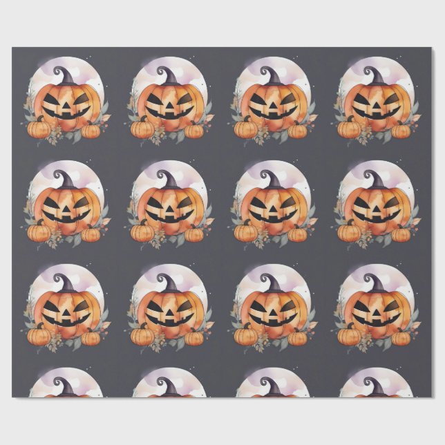 Halloween Kürbis. Halloween, Herbst Geschenkpapier (Flach)