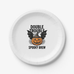Halloween-Kürbis-Hexe Doppeltes Ärgernis Vintage-D Pappteller