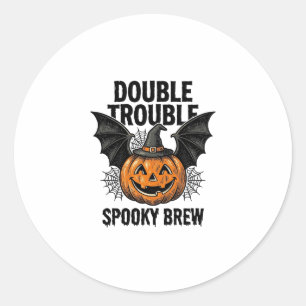 Halloween-Kürbis-Hexe Doppeltes Ärgernis Vintage-D Runder Aufkleber