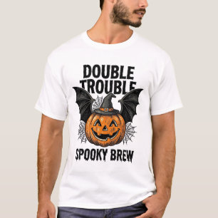 Halloween-Kürbis-Hexe Doppeltes Ärgernis Vintage-D T-Shirt
