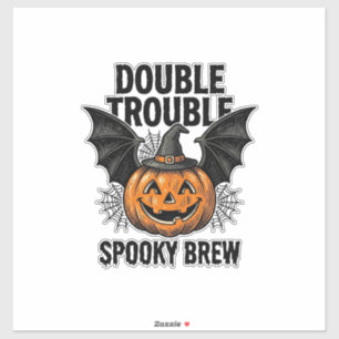 Halloween-Kürbis-Hexe Doppeltes Problem Vintage-De Aufkleber