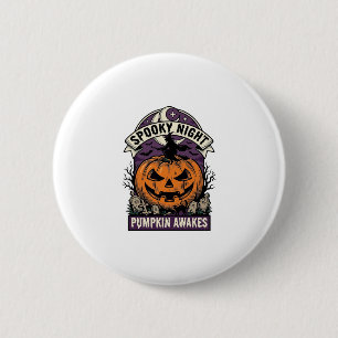 Halloween-Kürbis-Hexe Vintage Gruselige Nacht-Shir Button