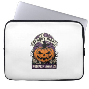 Halloween-Kürbis-Hexe Vintage Gruselige Nacht-Shir Laptopschutzhülle