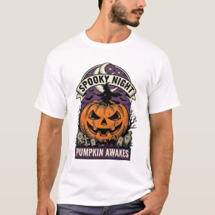 Halloween-Kürbis-Hexe Vintage Gruselige Nacht-Shir T-Shirt
