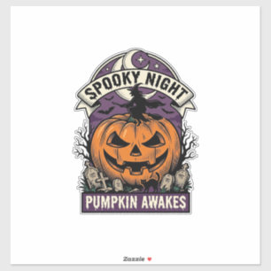 Halloween-Kürbis-Hexe Vintage Gruselige Nacht T-Sh Aufkleber