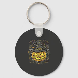Halloween-Kürbis-Hexenhut-Vektordesign Schlüsselanhänger
