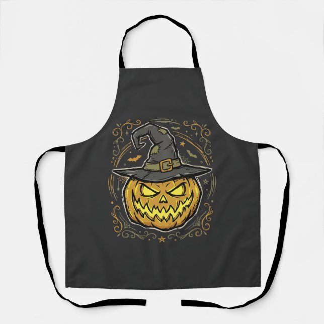 Halloween-Kürbis-Hexenhut-Vektordesign Schürze (Vorderseite)