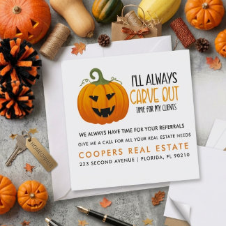Halloween-Kürbis-Immobilien-Kundenempfehlungen Ankündigung