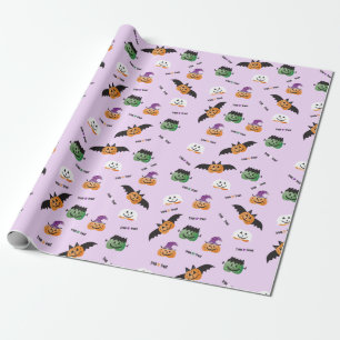 Halloween Kürbis in Kostümmuster Lila Geschenkpapier