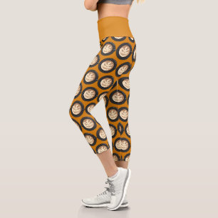 Halloween Kürbis-Kaffee-Latte Capri Leggings