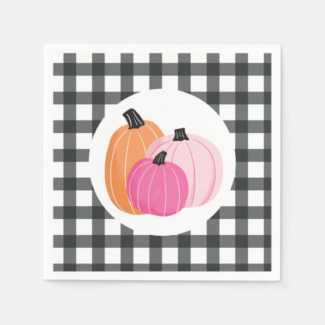 Halloween Kürbis Kariert Napkins Serviette (Vorderseite)