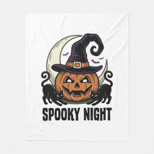 Halloween-Kürbis-Katze-Hexenhut-Vintage-Shirt_1 Fleecedecke