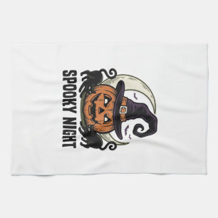 Halloween-Kürbis-Katze-Hexenhut-Vintage-Shirt_1 Geschirrtuch