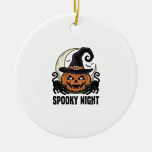 Halloween-Kürbis-Katze-Hexenhut-Vintage-Shirt_1 Keramik Ornament