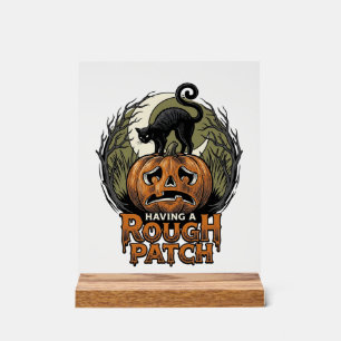 Halloween-Kürbis-Katze Rauher Fleck Vintage Gravur Acrylschild