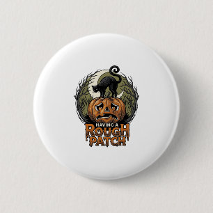 Halloween-Kürbis-Katze Rauher Fleck Vintage Gravur Button