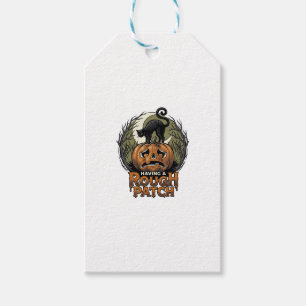 Halloween-Kürbis-Katze Rauher Fleck Vintage Gravur Geschenkanhänger