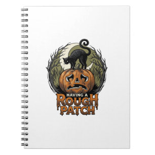 Halloween-Kürbis-Katze Rauher Fleck Vintage Gravur Notizblock