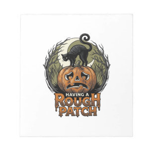Halloween-Kürbis-Katze Rauher Fleck Vintage Gravur Notizblock