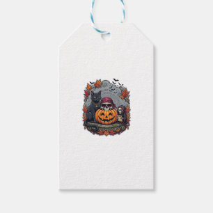Halloween-Kürbis-Katze-Totenkopf-Sense-Autumn-Laub Geschenkanhänger