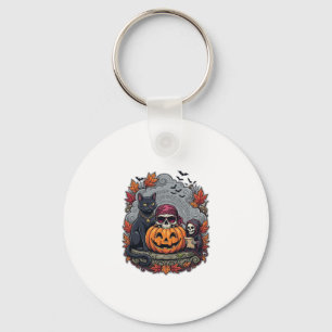 Halloween-Kürbis-Katze-Totenkopf-Sense-Autumn Lea Schlüsselanhänger