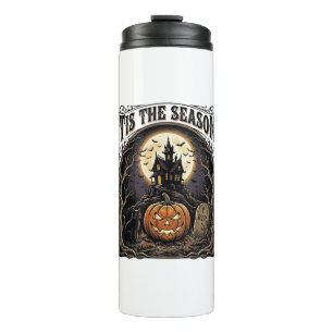 Halloween-Kürbis-Katze Verlassene Vintage-Saison-S Thermosbecher