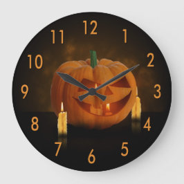 Halloween-Kürbis-Laterne mit Kerzen Große Wanduhr