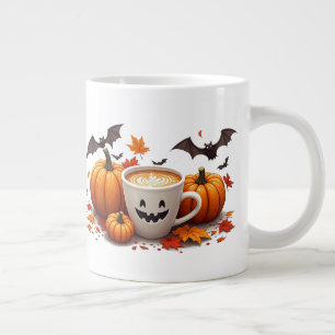 Halloween-Kürbis-Latte mit Fledermäusen und Herbst Jumbo-Tasse
