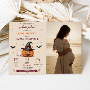 Halloween-Kürbis Little Boo Baby Shower Foto Einladung