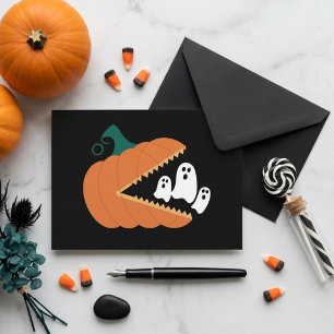 Halloween-Kürbis Lustige Geister Jungen Kinder  Postkarte