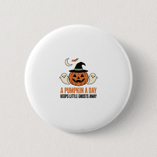 Halloween-Kürbis Lustiger Geist Vintage-Zitat_1 Button