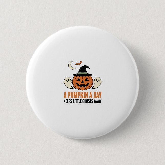 Halloween-Kürbis Lustiger Geist Vintage-Zitat_1 Button (Vorderseite)