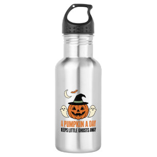 Halloween-Kürbis Lustiger Geist Vintage-Zitat_1 Edelstahlflasche