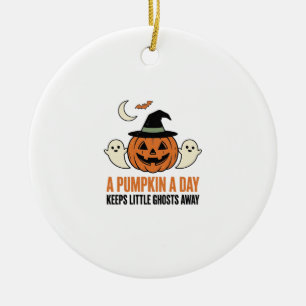 Halloween-Kürbis Lustiger Geist Vintage-Zitat_1 Keramik Ornament