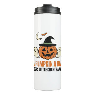 Halloween-Kürbis Lustiger Geist Vintage-Zitat_1 Thermosbecher