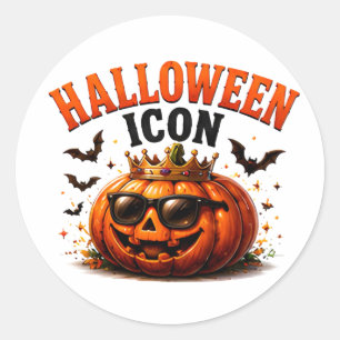 👑 Halloween-Kürbis lustiger Spruch 🎃 Runder Aufkleber