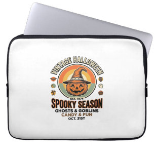 Halloween-Kürbis Lustiger Vintage-Hexenhut_1 Laptopschutzhülle
