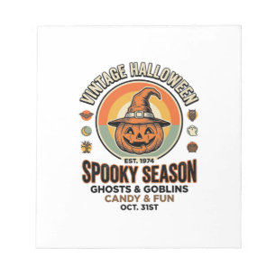 Halloween-Kürbis Lustiger Vintage-Hexenhut_1 Notizblock