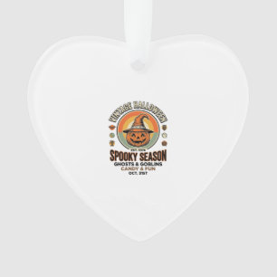 Halloween-Kürbis Lustiger Vintage-Hexenhut_1 Ornament