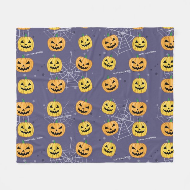 Halloween-Kürbis - Lustiges Muster  Fleecedecke (Vorderseite (Horizontal))
