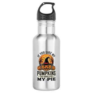 Halloween-Kürbis Lustiges Vintage-Pie-Zitat_1 Edelstahlflasche